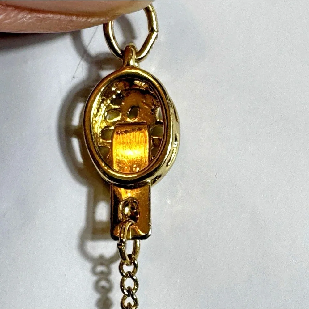Gold Tone Tool Charm Necklace Wrench Hammer Hacksaw Pearl‎ 17 Inch Novelty